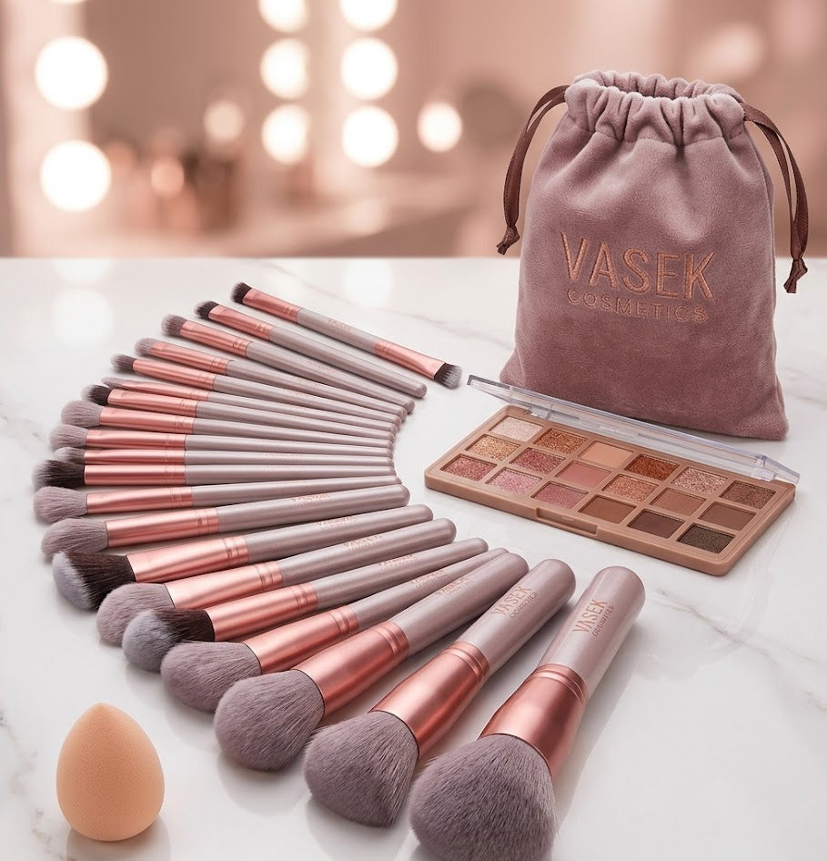 Vasek Cosmetics 13-Piece Rose Gold Makeup Brush Set