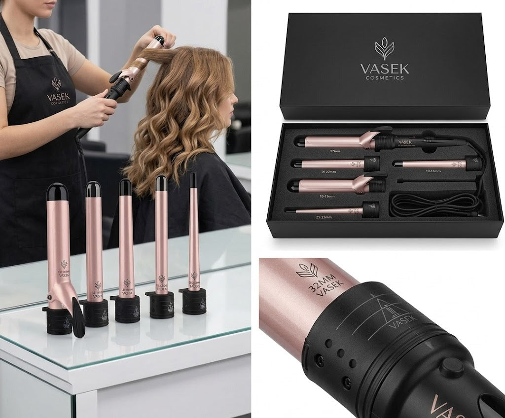 Vasek Cosmetics Professional 5 in 1 Ceramic Hair Curling Iron